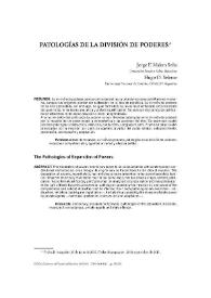 Portada:Patologías de la división de poderes / Jorge F. Malem Seña y Hugo O. Seleme