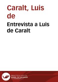 Portada:Entrevista a Luis de Caralt (Luis de Caralt Editor)