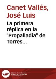 Portada:La primera réplica en la \"Propalladia\" de Torres Naharro / José Luis Canet 