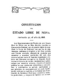 Portada:Constitución del Estado libre de Neiva, 1815