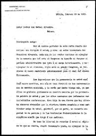 Portada:Carta de Enrique Muñoz Arístegui a Rafael Altamira. Mérida, 25 de febrero de 1910