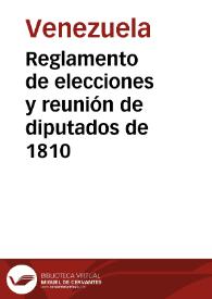 Portada:Reglamento de elecciones y reunión de diputados de 1810