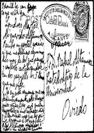 Portada:Tarjeta postal de [Francisco de las] Barras a Rafael Altamira. Londres, [18 de mayo de 1909]