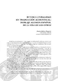 Portada:Interculturalidad en la traducción audiovisual: doblaje alemán-español de \"La vida de los otros\" / Marta Estévez Pequeño