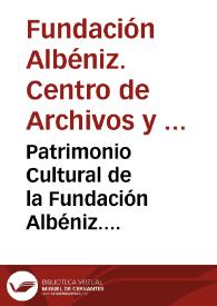 Portada:Patrimonio Cultural de la Fundación Albéniz. Descripción de los Fondos