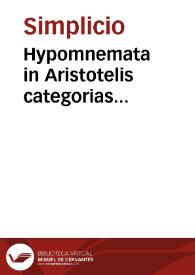 Portada:Hypomnemata in Aristotelis categorias [Griego]