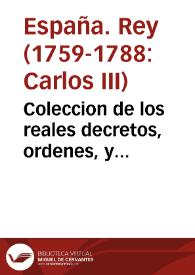 Portada:Coleccion de los reales decretos, ordenes, y cedulas de Su Magestad ... dirigidas à la Universidad de Salamanca desde el año 1760 y siguientes, hasta el presente de 1770 ...