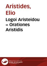 Portada:Logoi Aristeidou = Orationes Aristidis