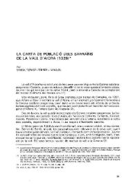 Portada:La carta de població dels sarraïns de la vall d'Aiora (1328) / per Maria Teresa Ferrer i Mallol