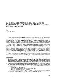 Portada:La excavación arqueológica del patio de San Martín de la Aljafería (febrero-mayo 1985): informe preliminar / por Juan A. Souto