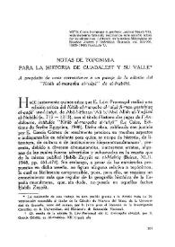 Portada:Notas de toponimia para la historia de Guadalest y su valle / Jacinto Bosch Vilá