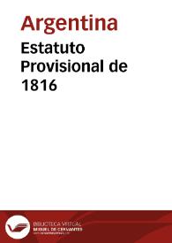Portada:Estatuto Provisional de 1816