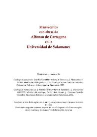 Portada:Manuscritos con obras de Alfonso de Cartagena en la Universidad de Salamanca