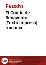 Portada:El Conde de Benavente [Texto impreso] : romance histórico en el que se refiere uno de los hechos más notables de este ilustre personaje