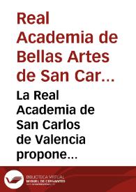 Portada:La Real Academia de San Carlos de Valencia propone trece premios a los profesores de las Tres Nobles Artes. [Texto impreso]