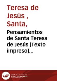 Portada:Pensamientos de Santa Teresa de Jesús : extractados de sus obras para servir de meditación en cada día del año