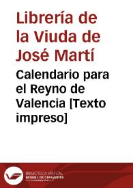 Portada:Calendario para el Reyno de Valencia 