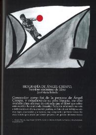 Portada:Biografía de Ángel Crespo, hombre sinónimo de libro / José María Balcells