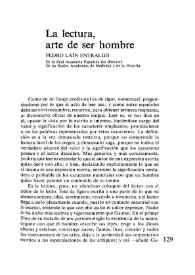 Portada:La lectura, arte de ser hombre / Pedro Laín Entralgo