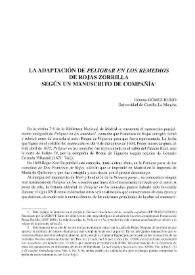 Portada:La adaptación de \"Peligrar en los remedios\" de Rojas Zorrilla según un manuscrito de compañía / Gemma Gómez Rubio