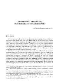Portada:La conciencia lingüísitica de los hablantes extremeños / José Antonio González Salgado
