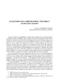 Portada:Alejandro Sawa: frustración literaria y anticlericalismo / Francisco Gutiérrez Carbajo