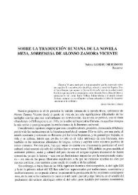 Portada:Sobre la traducción rumana de la novela \"Mesa, sobremesa\" de Alonso Zamora Vicente / Tudora Şandru Mehedinţi