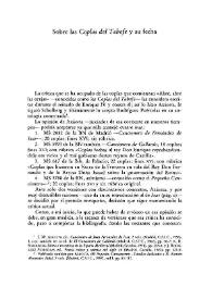 Portada:Sobre "Las Coplas del Tabefe" y su fecha / Manuel Ferrer-Chivite