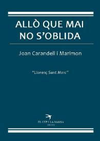 Portada:Allò que mai no s'oblida / Joan Carandell i Marimon