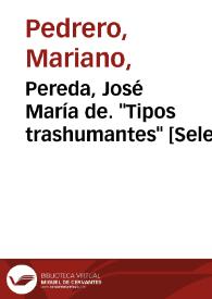 Portada:Pereda, José María de. \"Tipos trashumantes\" [Selección de ilustraciones] / ilustraciones de Mariano Pedrero