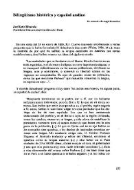 Portada:Bilingüismo histórico y español andino / José Luis Rivarola