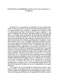 Portada:Psicoanálisis paradigmático en los autos sacramentales de Calderón / Henry W. Sullivan