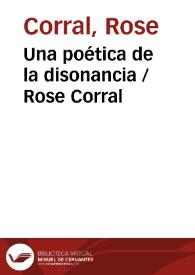 Portada:Una poética de la disonancia / Rose Corral