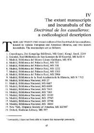Portada:The extant manuscripts and incunabula of the \"Doctrinal de los caualleros\": a codicological description / Noel Fallows