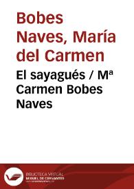 Portada:El sayagués / Mª Carmen Bobes Naves