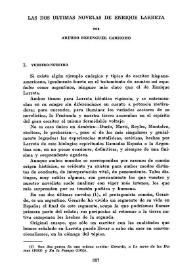 Portada:Las dos últimas novelas de Enrique Larreta / por Arturo Berenguer Carisomo