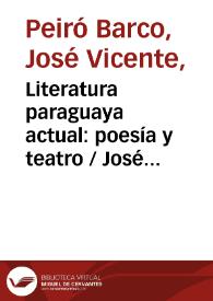 Portada:Literatura paraguaya actual: poesía y teatro / José Vicente Peiró Barco