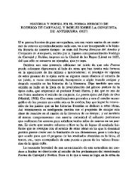 Portada:Historia y poesía en el poema heroico de Rodrigo de Carvajal y Robles sobre la conquista de Antequera (1627) / Francisco López Estrada