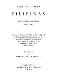 Portada:Filipinas : auto histórico-satírico : original / Adelina Gurrea Monasterio