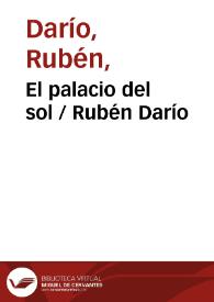 Portada:El palacio del sol / Rubén Darío