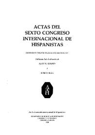 Portada:Actas del Sexto Congreso de la Asociación Internacional de Hispanistas celebrado en Toronto del 22 al 26 de agosto de 1977 / publicadas bajo la dirección de Alan M. Gordon y Evelyn Rugg