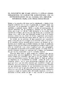 Portada: El concepto de clase culta y otras consideraciones de carácter lingüístico, en la determinación de la norma del español estándar para los fines didácticos  / Francisco L. Gaona