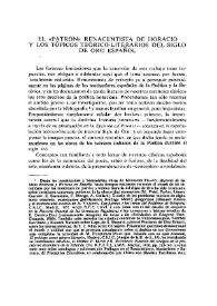Portada:El \"patrón\" renacentista de Horacio y los tópicos teórico-literarios del Siglo de Oro español  / Antonio García Berrio