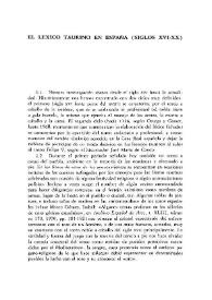 Portada:El léxico taurino en España (siglos XVI-XX)  / José Carlos de Torres Martínez