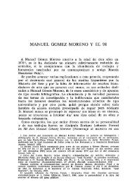 Portada:Manuel Gómez Moreno y el 98  / Geneviéve Barbe-Coquelin de Lisle