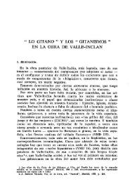 Portada:\"Lo gitano\" y los \"gitanismos\" en la obra de Valle-Inclán  / José M. García de la Torre