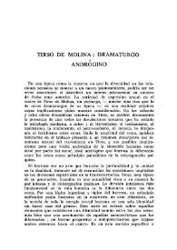 Portada:Tirso de Molina: dramaturgo andrógino / Henry W. Sullivan