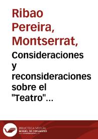 Portada:Consideraciones y reconsideraciones sobre el \"Teatro\" (1909) de Emilia Pardo Bazán / Montserrat Ribao Pereira