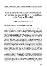 Portada:Las relaciones culturales de España en tiempo de crisis: de la II República a la Guerra Mundial / Lorenzo Delgado Gómez-Escalonilla