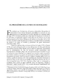 Portada:El prosaísmo del conde de Rebolledo / Rafael González Cañal